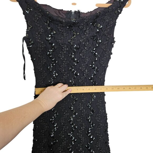 Vintage 80s Dave & Johnny Joseph Lara Lace Sequin Off-Shoulder Mermaid Dress 5/6 - Picture 9 of 14
